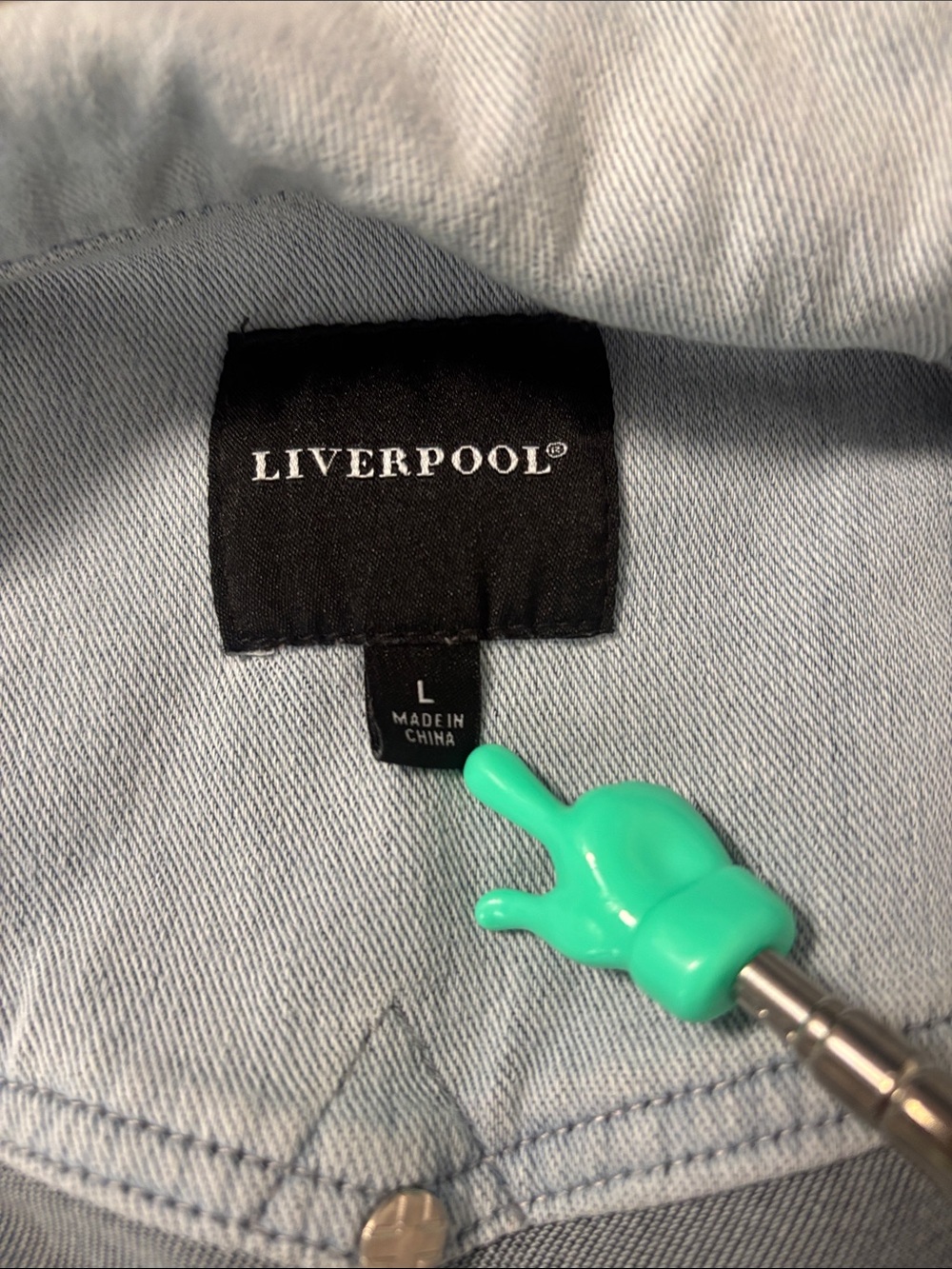 Liverpool Pale Blue Denim Jean Jacket Size Large - Picture 9 of 10